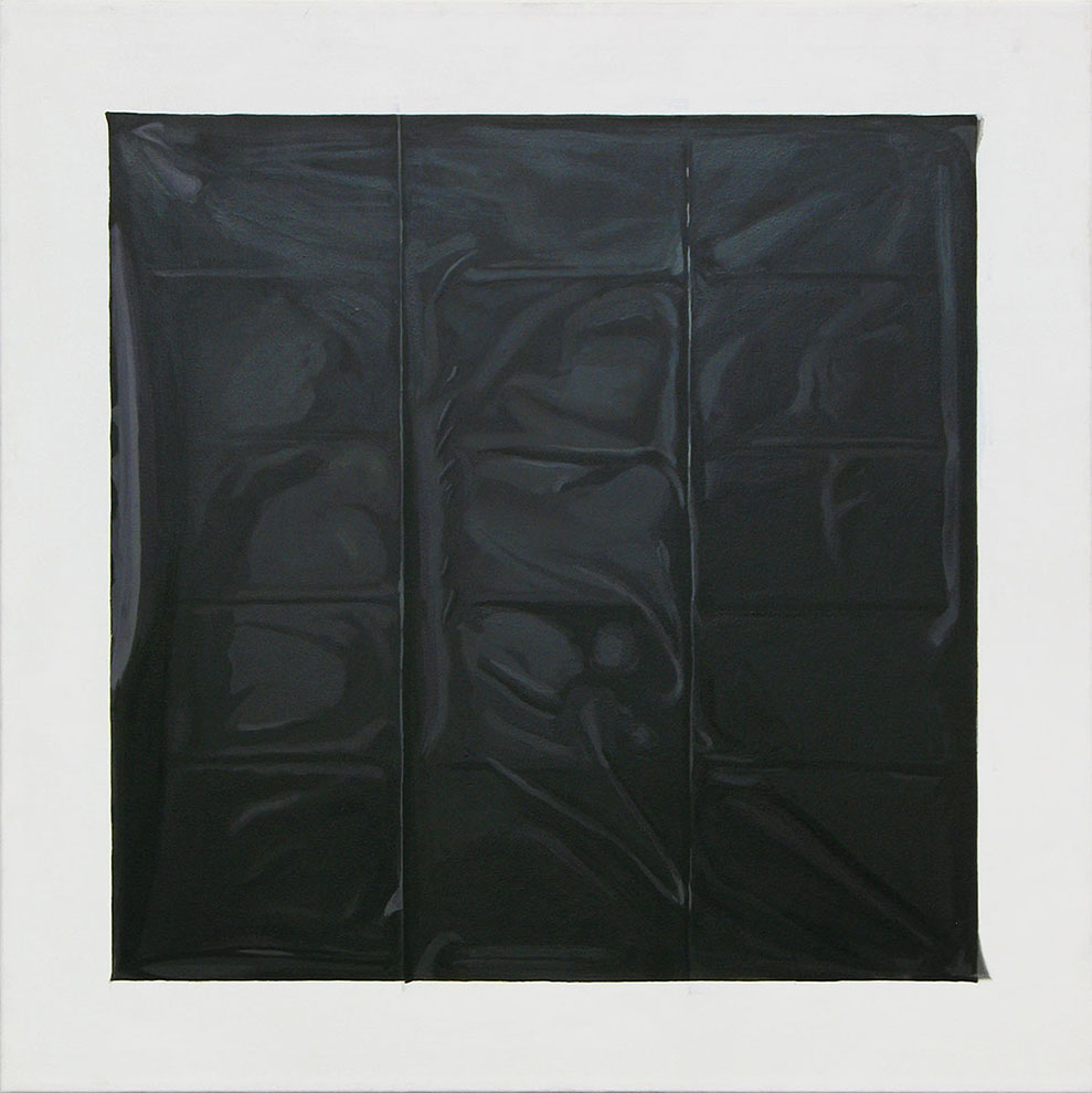 painting of a black square by Michel Schneider